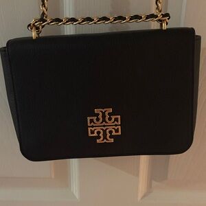 Tory Burch Black Shoulder Bag with Gold Accents